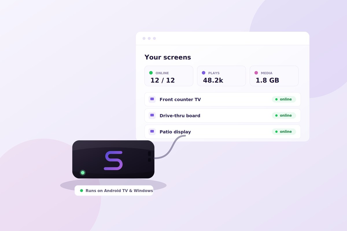 My Smart Signage player box and dashboard
